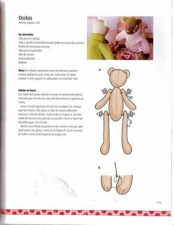 Тильда мишка: выкройка мягкой игрушки из книги "Labores decorativas para la casa"